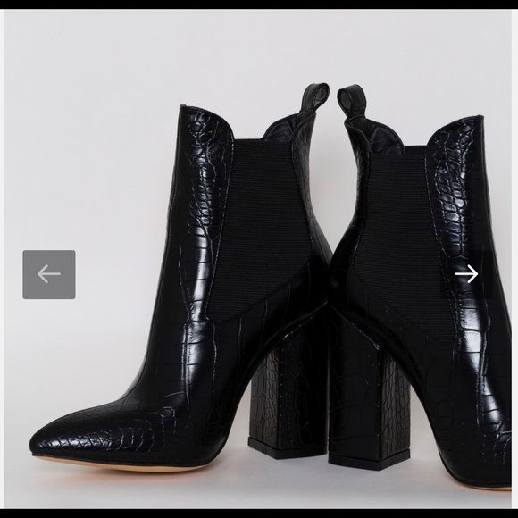 4.5in Black Snake Skin Printed Boot Heel - Picture 3 of 4